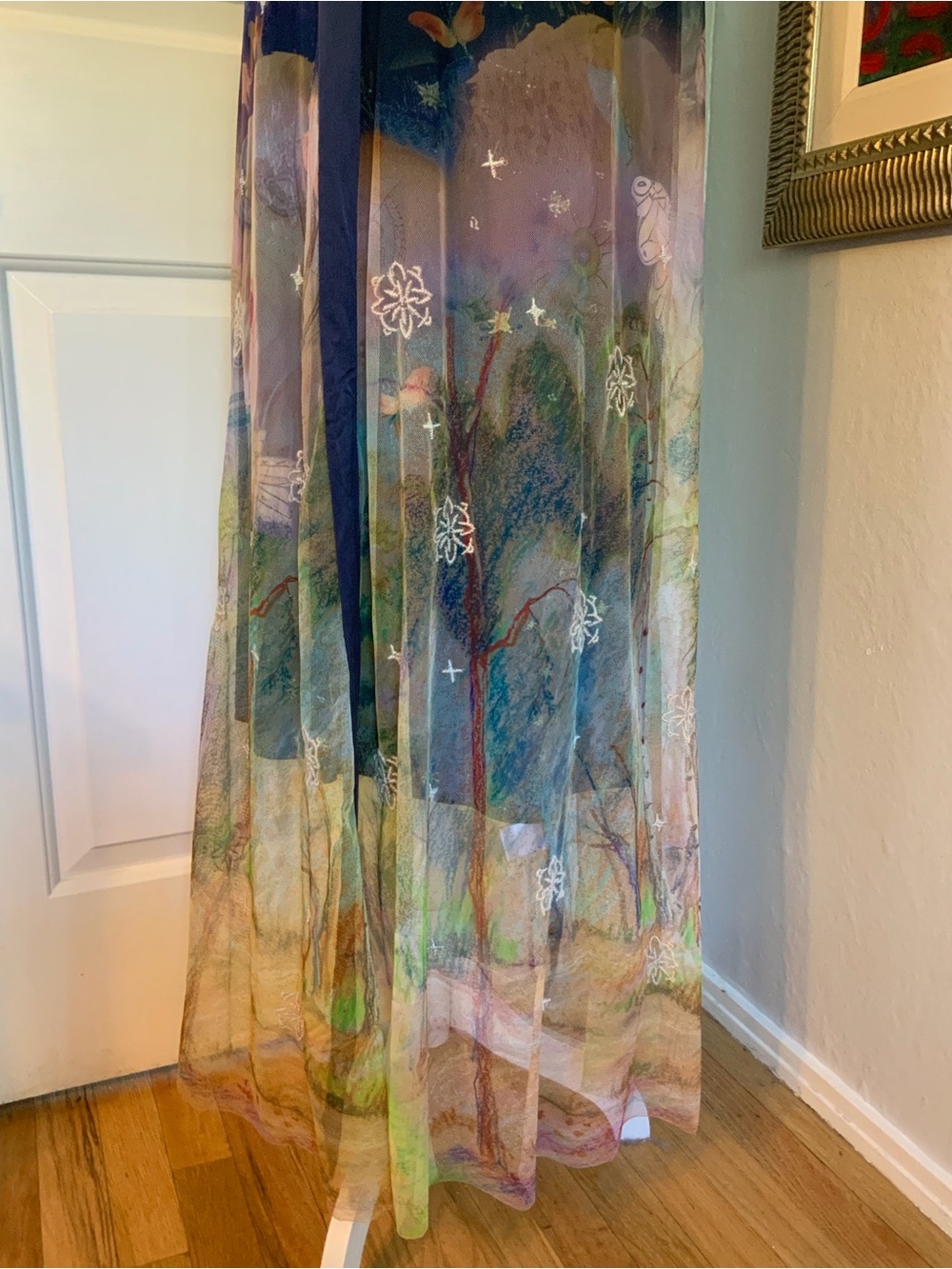 NWT Johnny Was Aurelius Mesh Embroidered Dress Over Printed Slip - Picture 7 of 14
